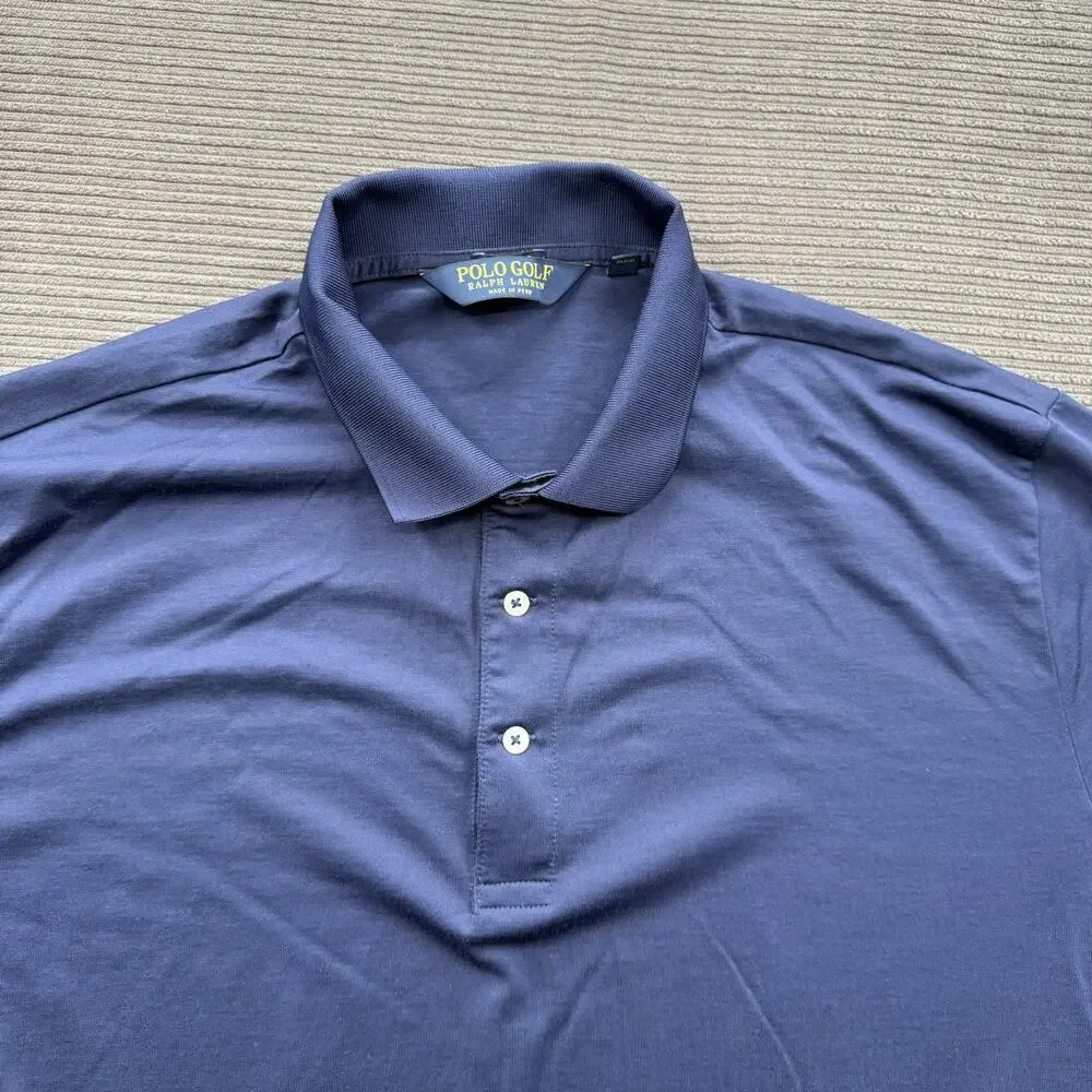Polo‎ Golf Ralph Lauren Performance Polo Shirt Men XL Blue Cotton Outdoors.